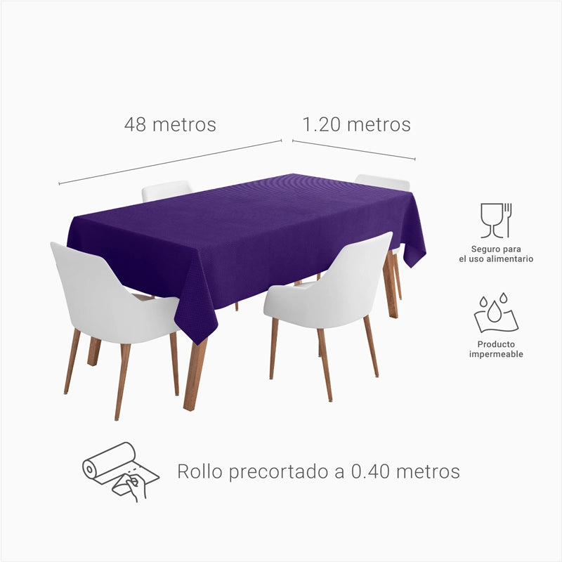 Rollo Mantel TNT de 48 m con Precorte a 0.40 cm Morado (1 ud)