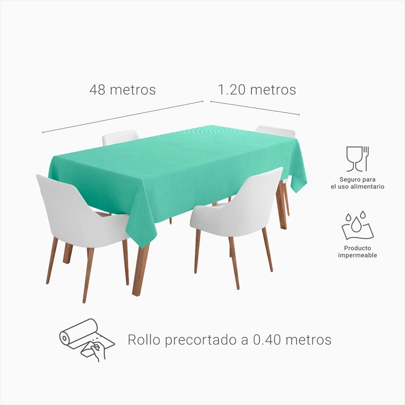 Rollo Mantel TNT de 48 m con Precorte a 0.40 cm Verde Menta (1 ud)