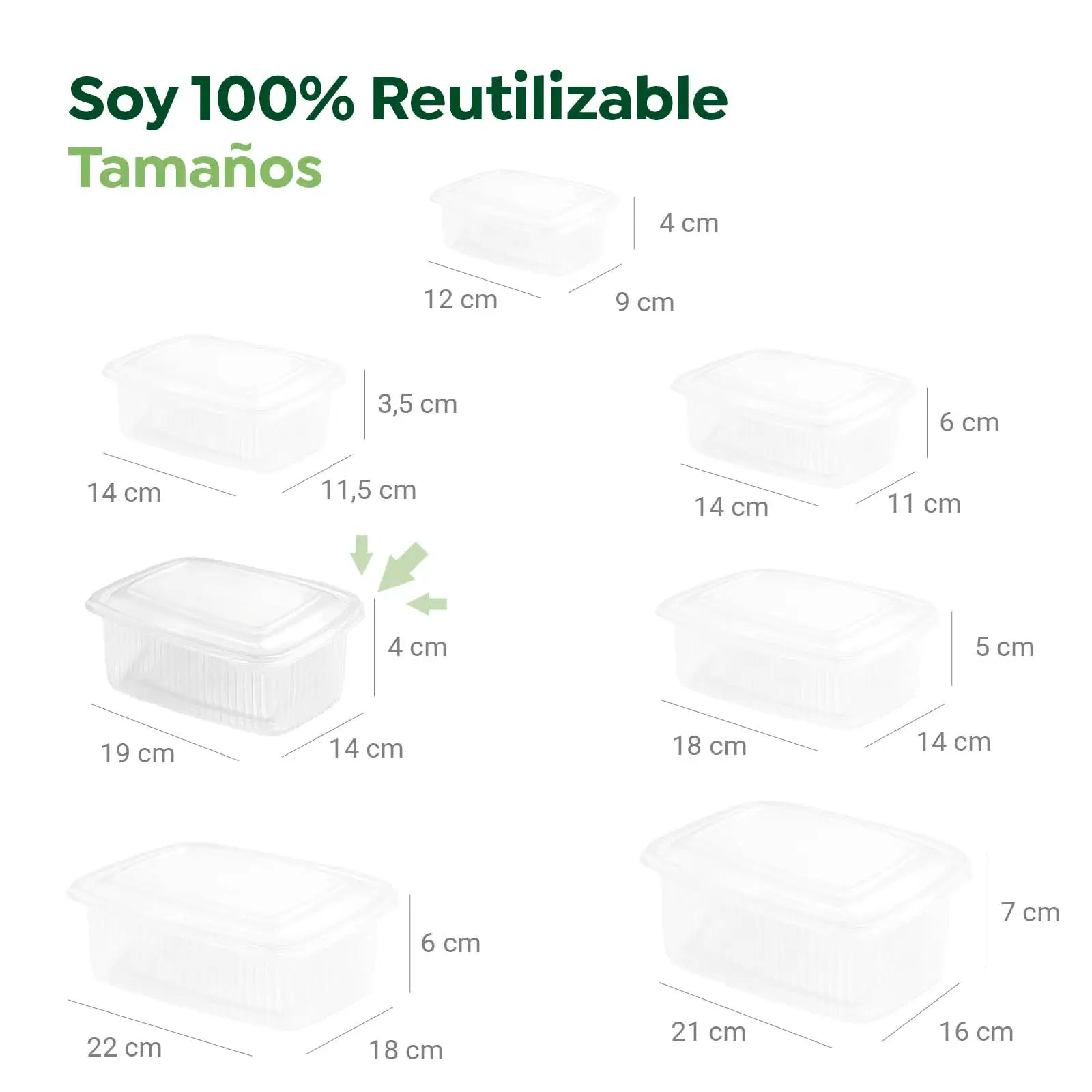 Envase Rectangular Reutilizable Tapa Bisagra 750cc Transparente 50 Uds