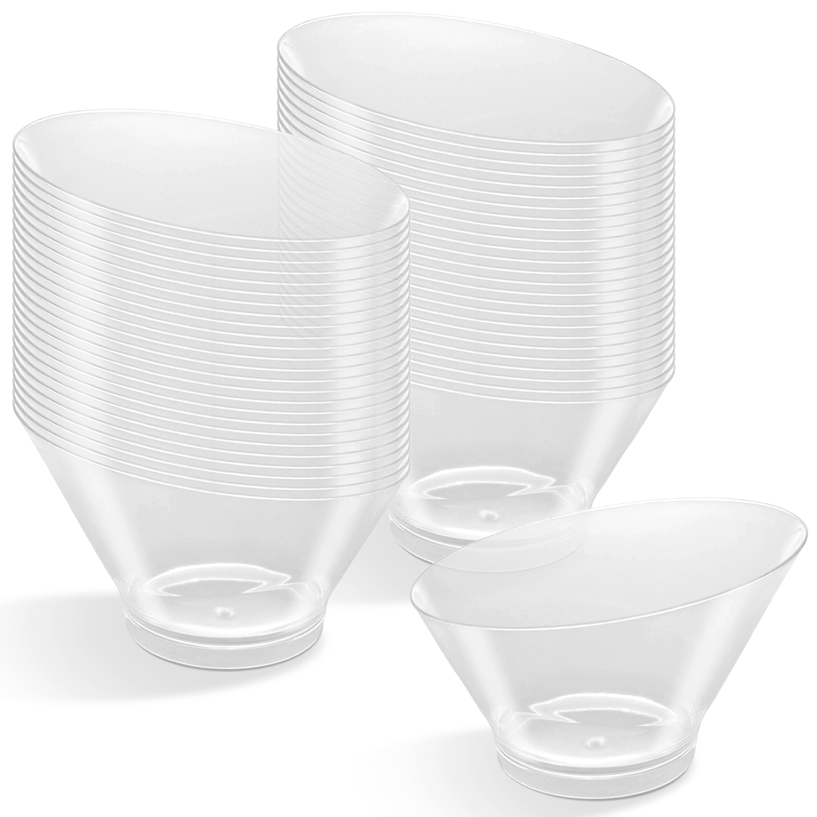 Mini Bol Redondo Asimétrico Plástico Reutilizable PS Finger Food 250cc Transparente 25 uds