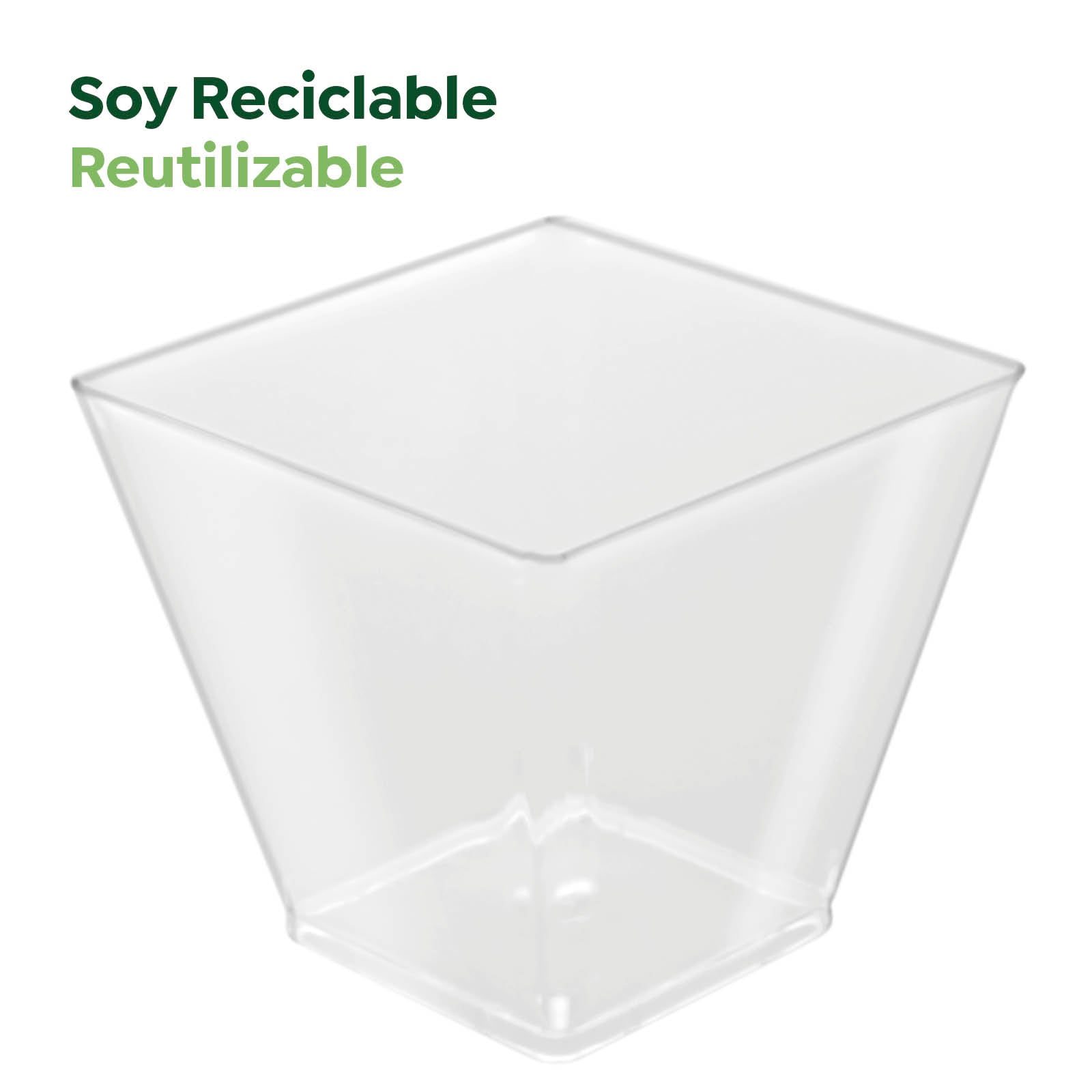 Mini Bol Cuadrado Plástico Reutilizable PS Finger Food 120cc Transparente 25 uds