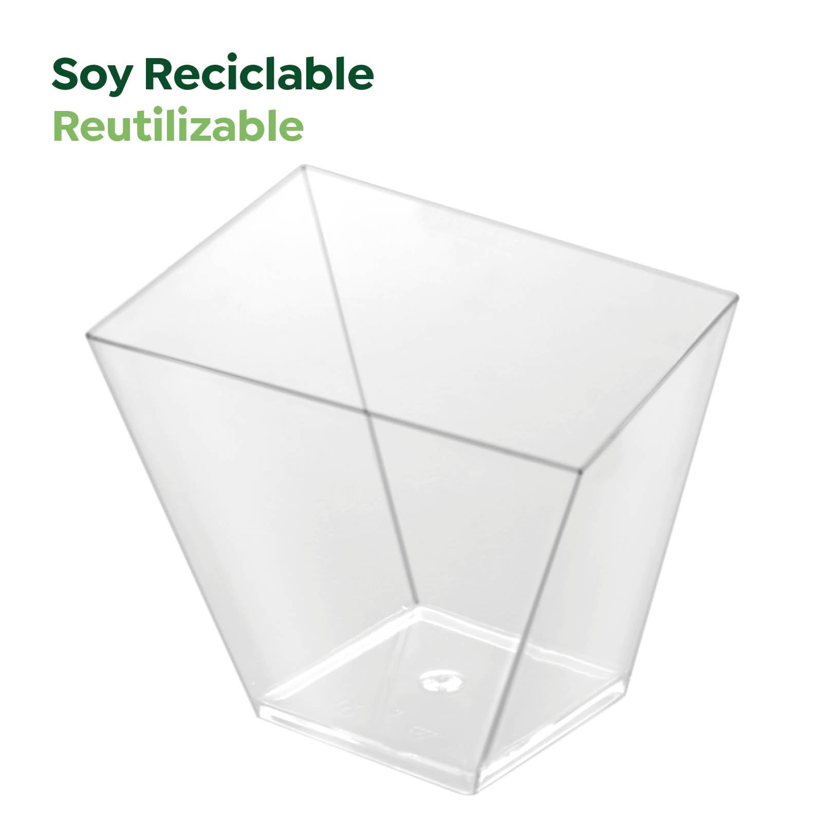 Mini Bol Cuadrado Asimétrico Plástico Reutilizable PS Finger Food 180cc Transparente 25 uds