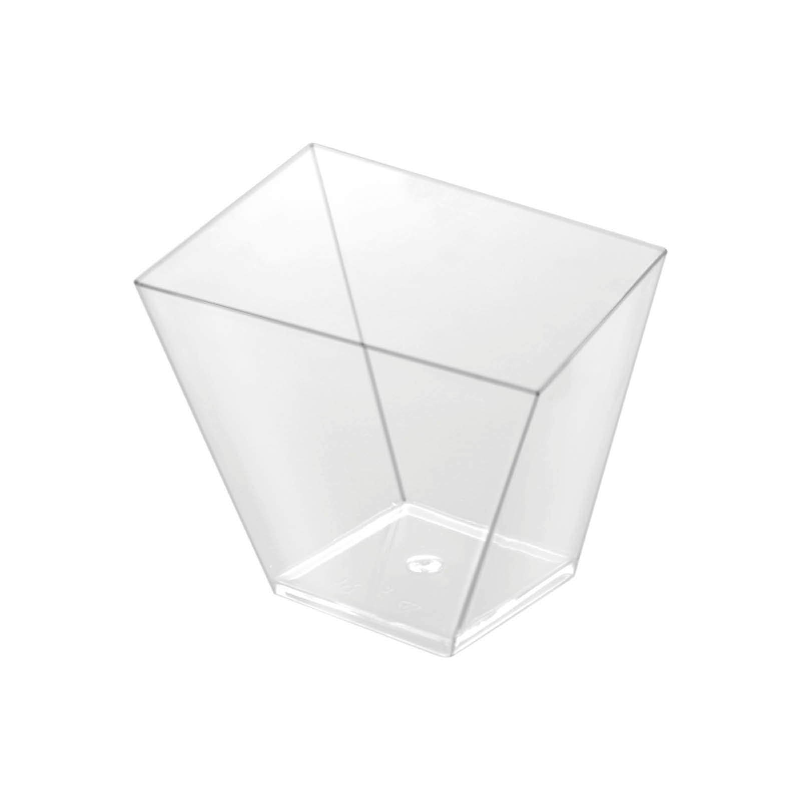 Mini Bol Cuadrado Asimétrico Plástico Reutilizable PS Finger Food  180cc Transparente 3 uds