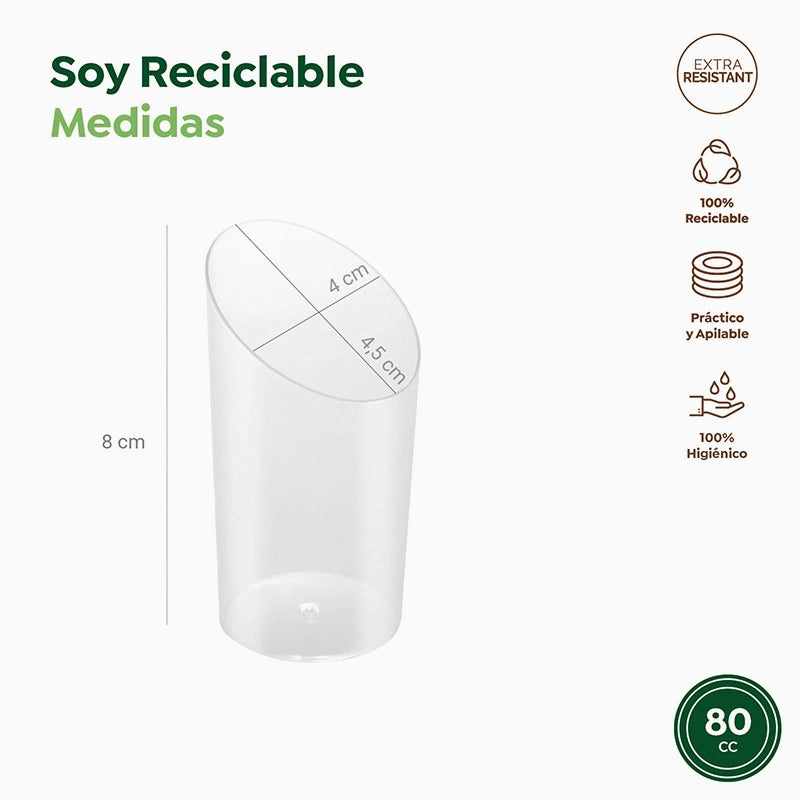 Vaso Plástico Cono Finger Food 80 cc  (200 uds) Transparente