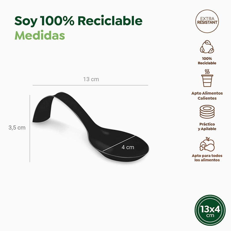 Cuchara Degustación Plástico Catering Arco Finger Food 12.8 x 4 cm Negro (50 uds)