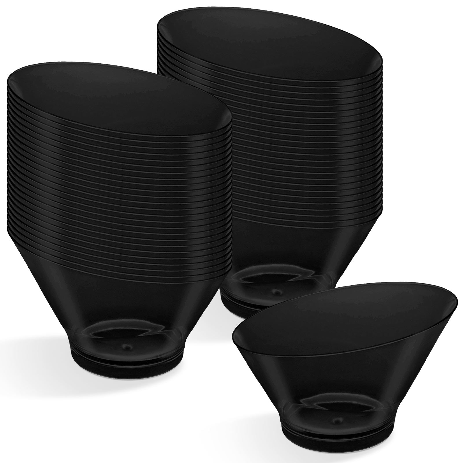 Mini Bol Redondo Asimétrico Plástico Reutilizable PS Finger Food 250cc Negro 200 uds