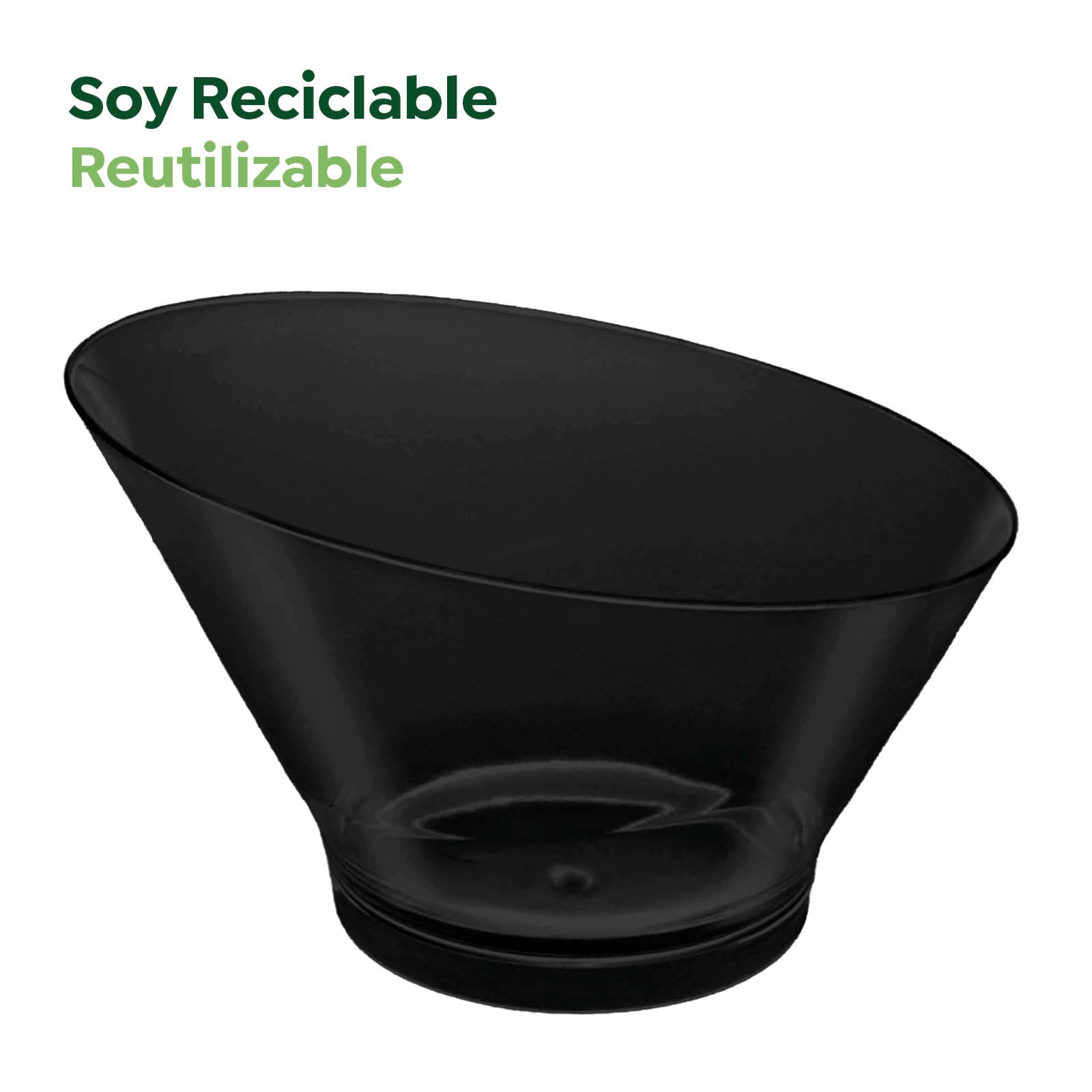 Mini Bol Redondo Asimétrico Plástico Reutilizable PS Finger Food 250cc Negro 25 uds
