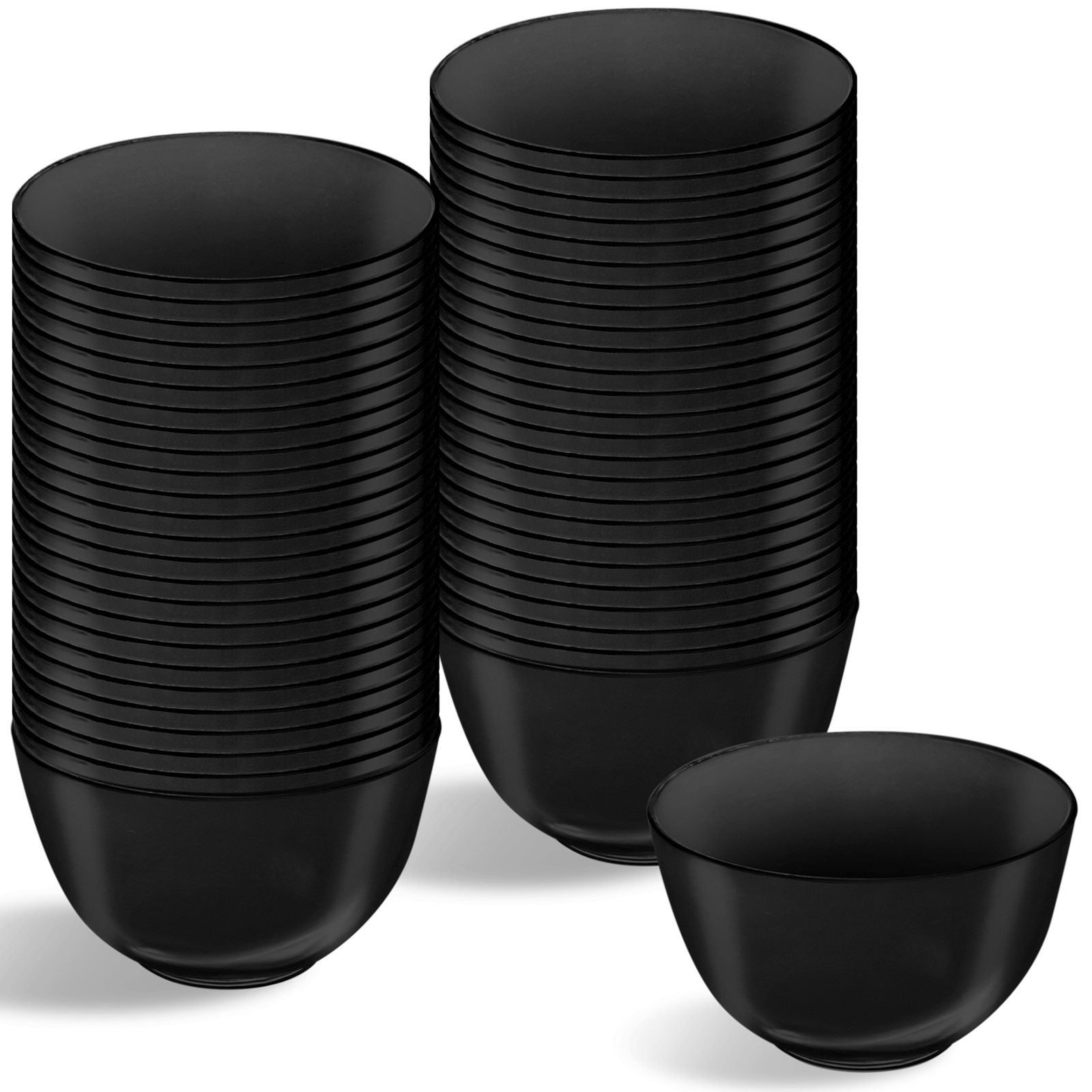 Mini Bol Redondo Plástico Reutilizable PS Finger Food 130cc Negro 25 uds