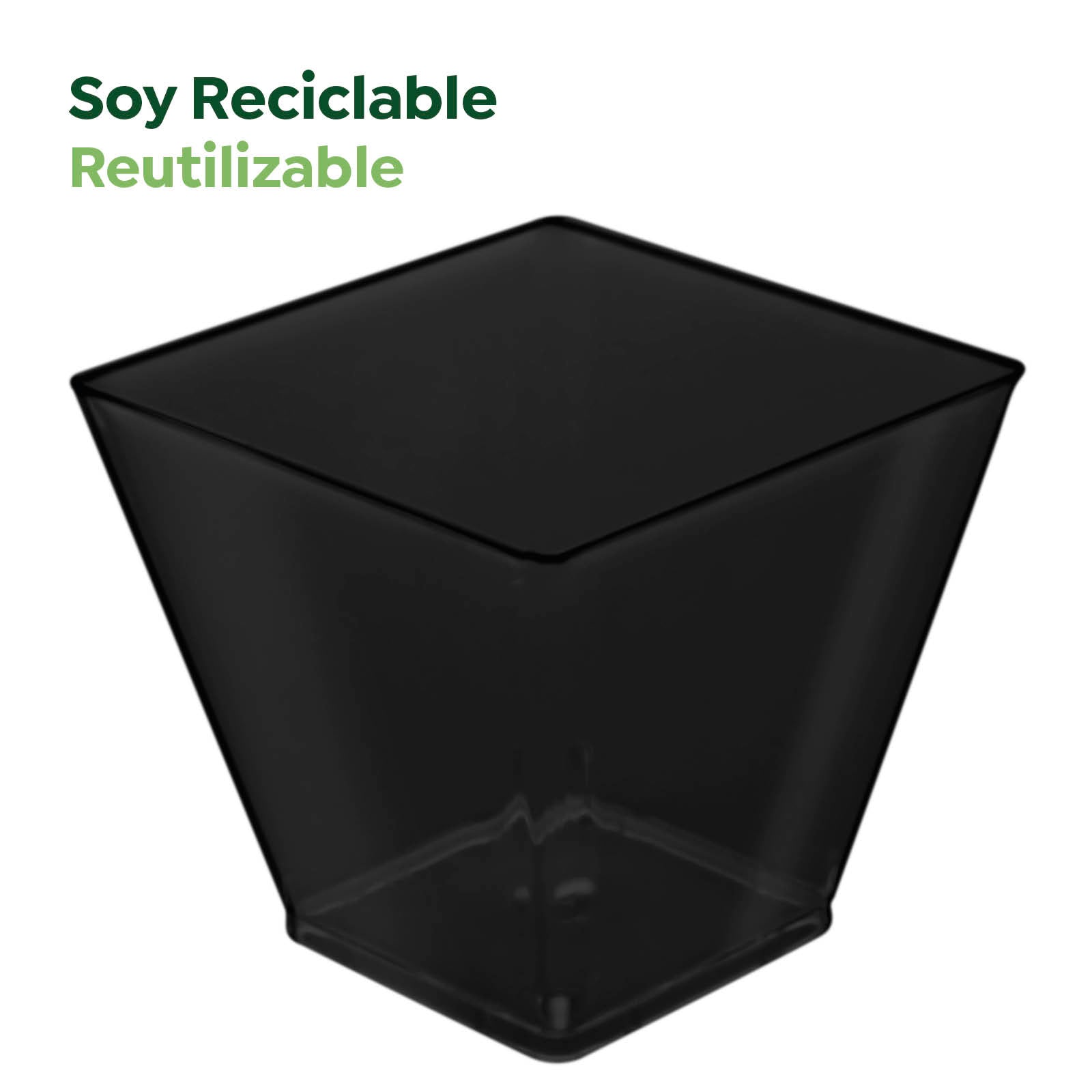 Mini Bol Cuadrado Plástico Reutilizable PS Finger Food 120cc Negro 25 uds