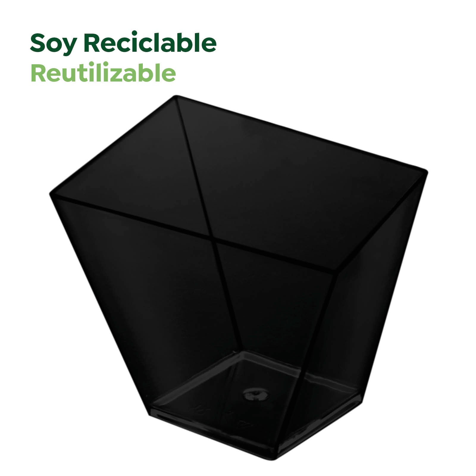 Mini Bol Cuadrado Asimétrico Plástico Reutilizable PS Finger Food 180cc Negro 25 uds