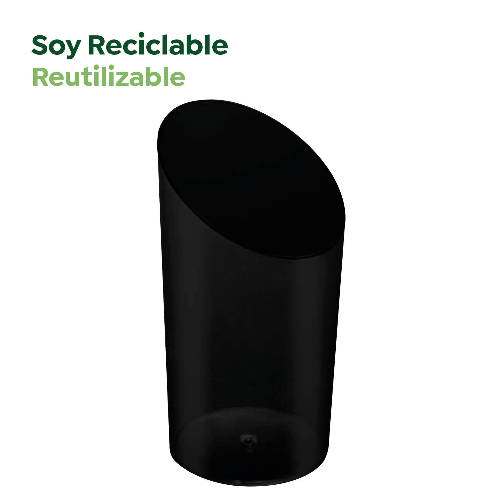 Mini Vaso Cónico Asimétrico Plástico Reutilizable PS Finger Food 80cc Negro 25 uds