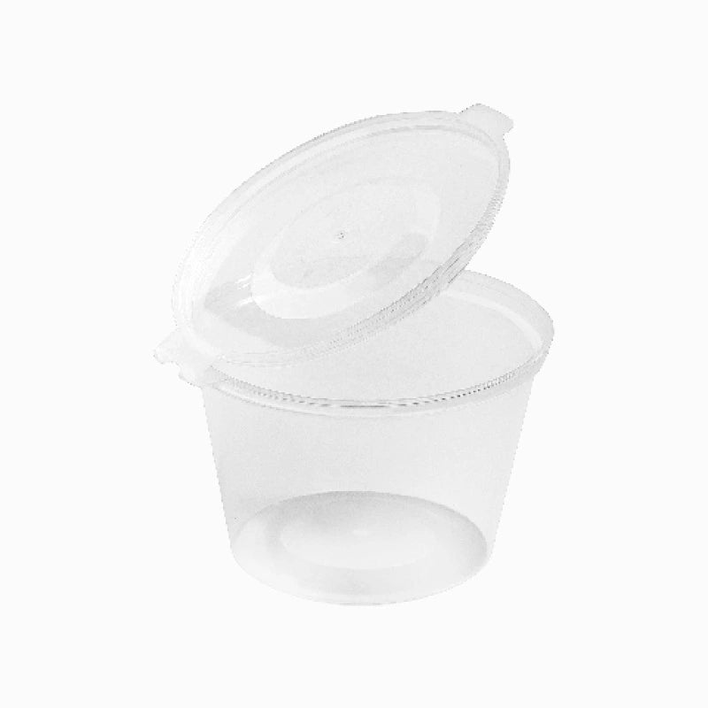 Salsera Plástico PP Reutilizable 120 cc Transparente con Tapa Bisagra Transparente (1000 uds)