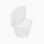 Salsera Plástico PP Reutilizable 120 cc Transparente con Tapa Bisagra Transparente (50 uds)
