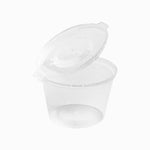 Salsera Plástico PP Reutilizable 120 cc Transparente con Tapa Bisagra Transparente (50 uds)