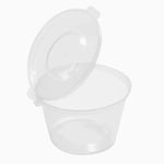Salsera Plástico PP Reutilizable 120 cc Transparente con Tapa Bisagra Transparente (50 uds)