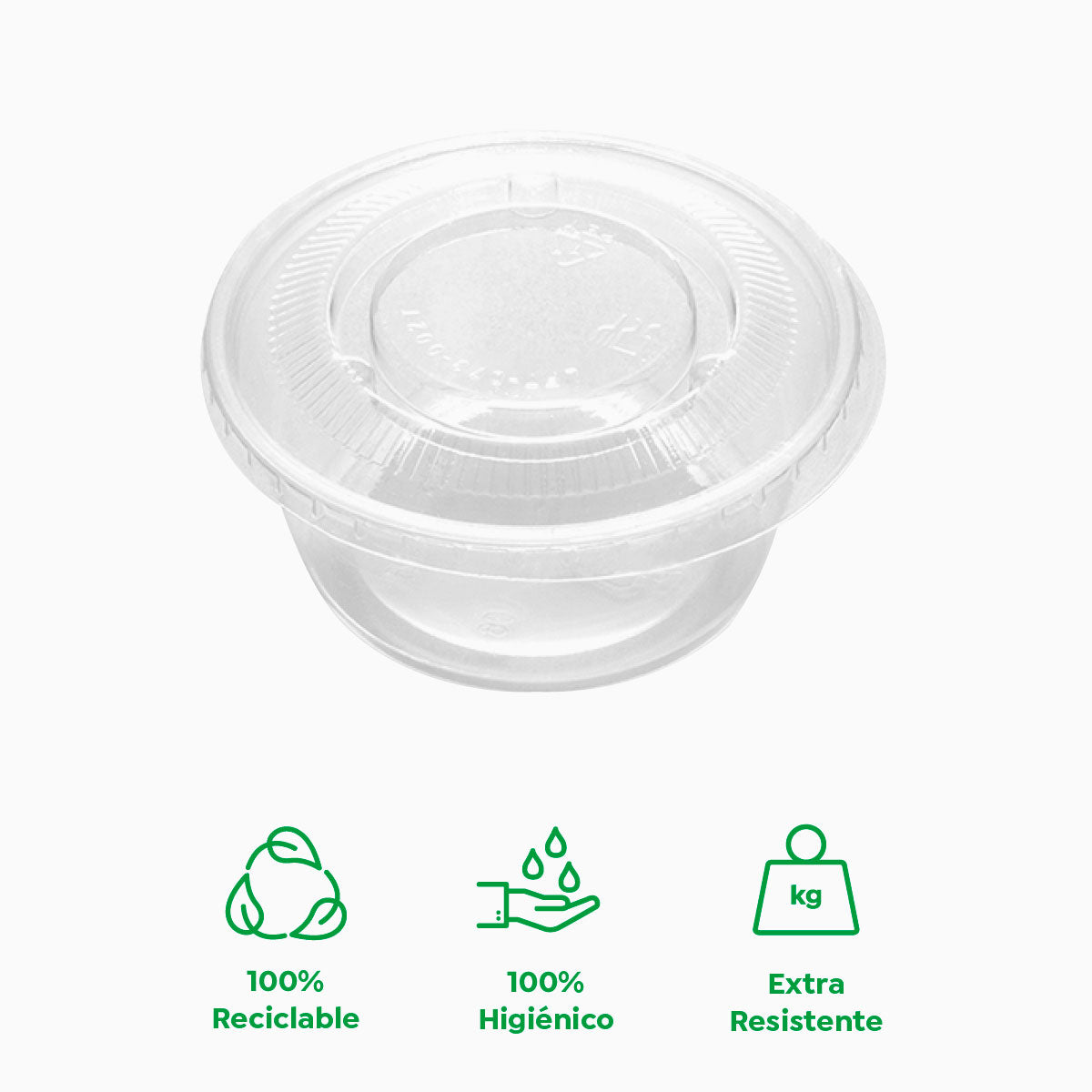Salsera Plástico PS 100cc Transparente con Tapa Transparente 50 uds