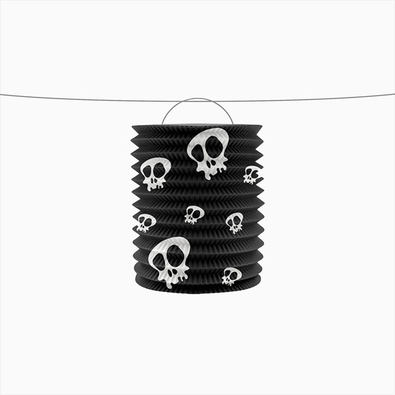 Farolillo Papel Halloween Calaveras 16 x 16 cm Negro