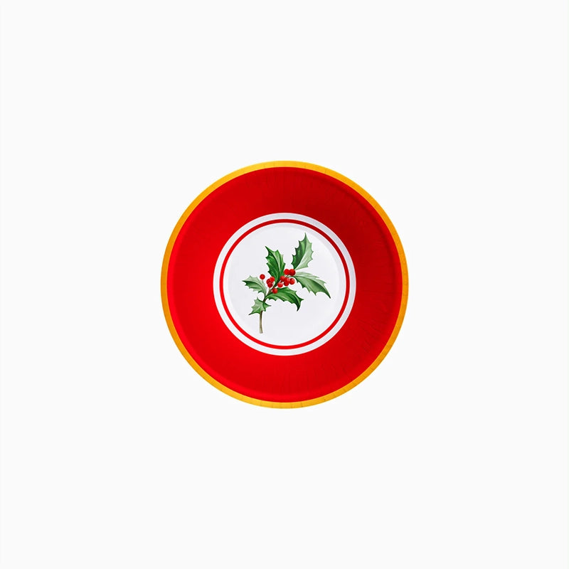 Bol Redondo Cartón Navidad 350 cc Tartán (6 uds)