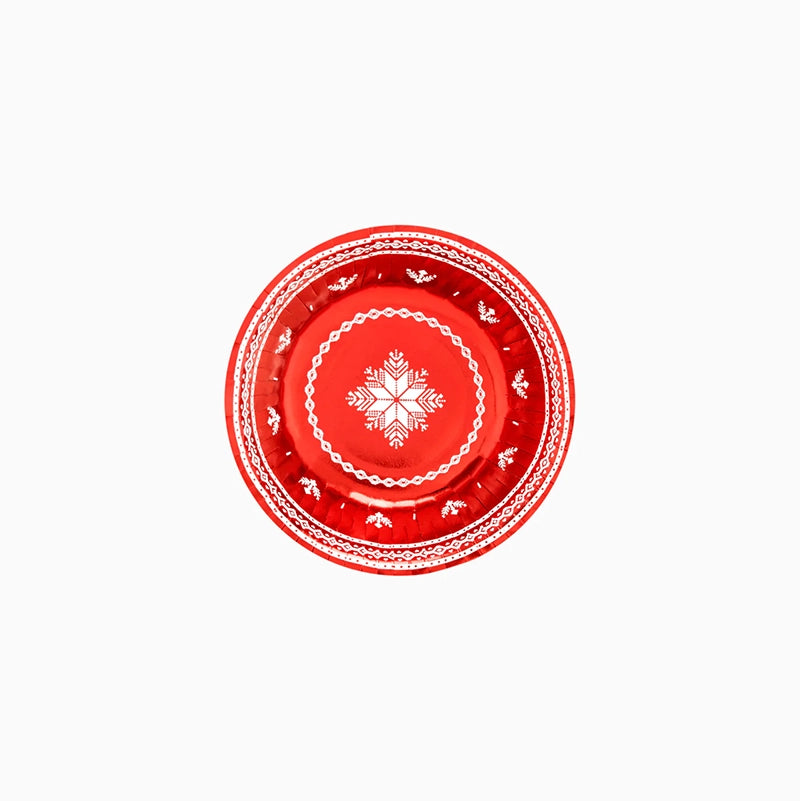 Bol Redondo Cartón Navidad 350 cc Jacquard Rojo (6 uds)