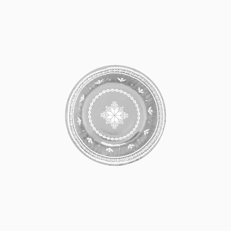 Bol Redondo Cartón Navidad 350 cc Jacquard Plata (6 uds)