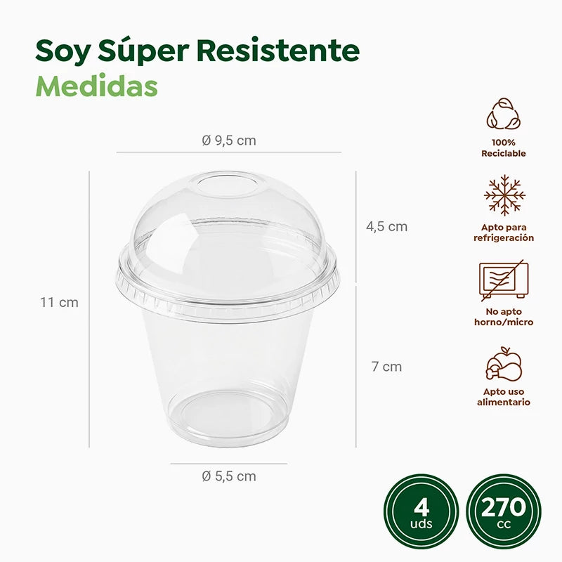Vaso con Cúpula Plástico PP 270 ml Especial Uvas Transparente (96 uds)