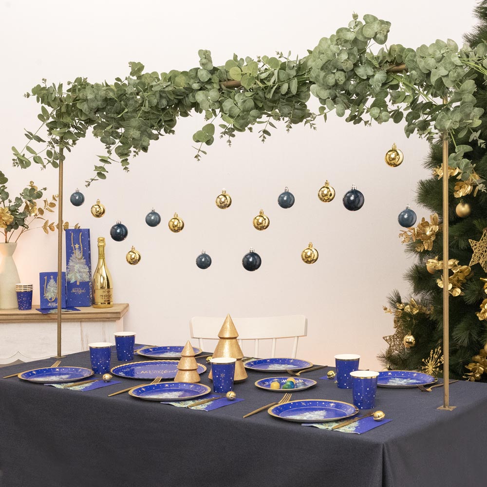 Plato Cartón Llano Navidad Ø 23 cm Azul Noche