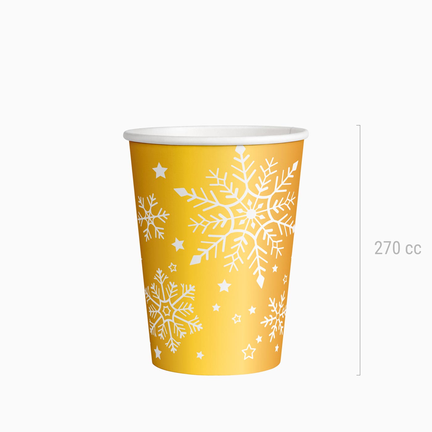 Vaso Navidad Cartón 270cc Copo de Nieve Metalizado Oro 6 uds