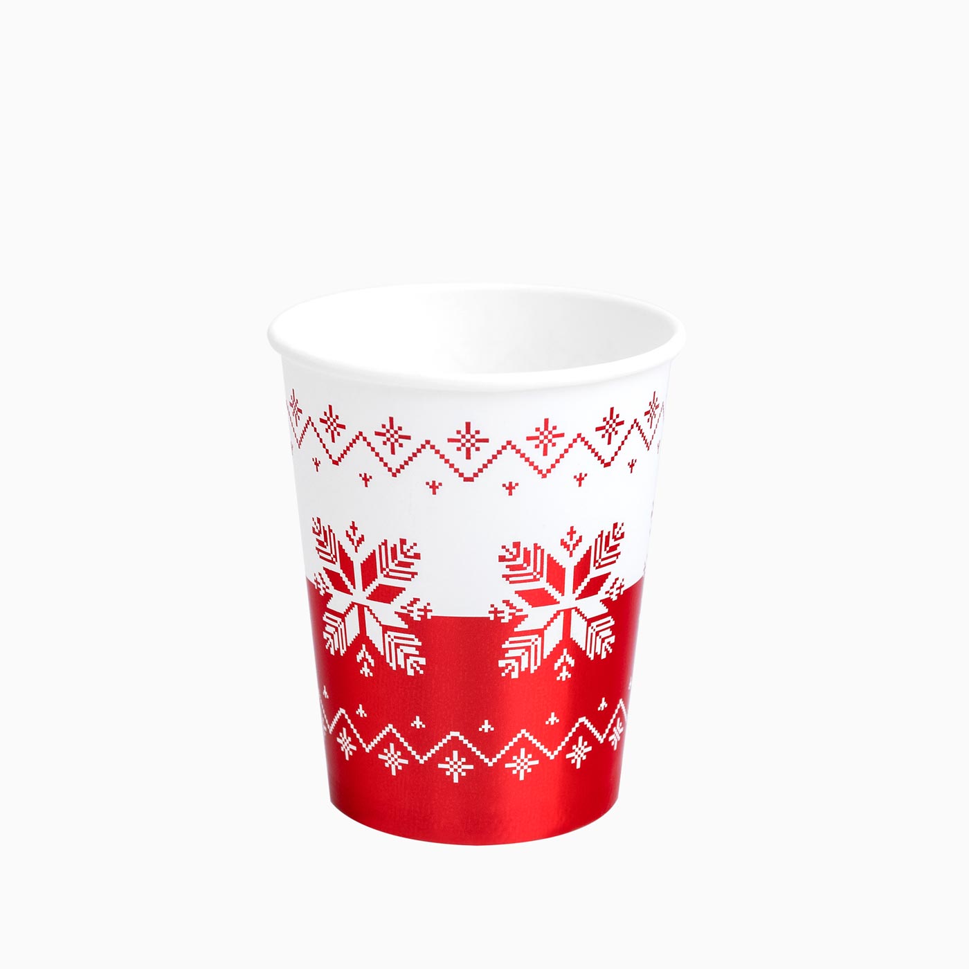 Vaso Navidad Cartón 270cc Bordado Metalizado Rojo 6 uds