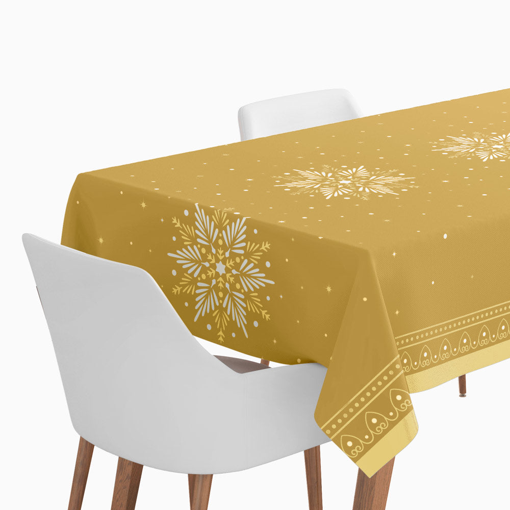 Rollo Mantel Papel Navidad 1.20 x 5 m Copo de Nieve Dorado y Blanco (1 ud)