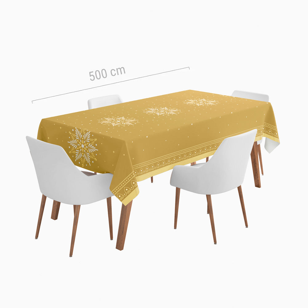 Rollo Mantel Papel Navidad 1.20 x 5 m Copo de Nieve Dorado y Blanco (1 ud)