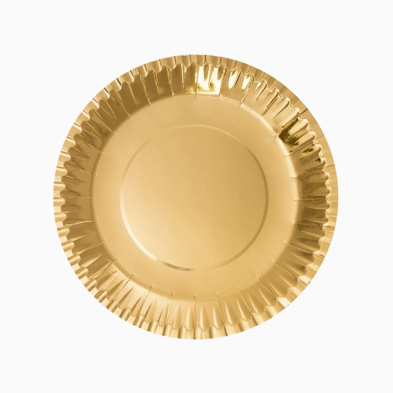 Plato Llano Redondo Cartón Metalizado Ø 23 cm Oro (10 uds)