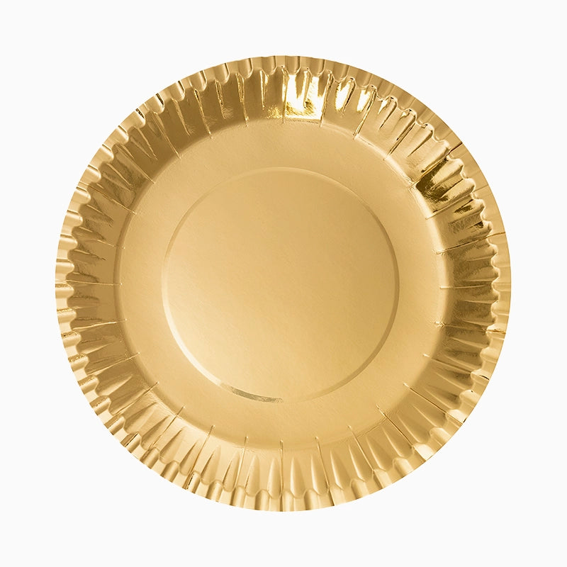 Plato Llano Redondo Cartón Metalizado Ø 28 cm Oro (4 uds)
