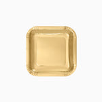 Plato Llano Cuadrado Postre Cartón Metalizado 18 x 18 cm Oro (300 uds)