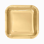 Plato Llano Cuadrado Cartón Metalizado 23 x 23 cm Oro (300 uds)