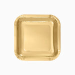 Plato Llano Cuadrado Cartón Metalizado 26 x 26 cm Oro (100 uds)