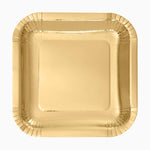 Plato Llano Cuadrado Cartón Metalizado 26 x 26 cm Oro (100 uds)