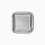 Plato Llano Cuadrado Postre Cartón Metalizado 18 x 18 cm Plata (300 uds)