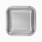 Plato Llano Cuadrado Cartón Metalizado 20 x 20 cm Plata (300 uds)