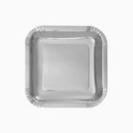 Plato Llano Cuadrado Cartón Metalizado 26 x 26 cm Plata (100 uds)