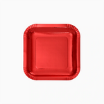 Plato Llano Cuadrado Cartón Metalizado 20 x 20 cm Rojo (300 uds)