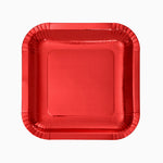 Plato Llano Cuadrado Cartón Metalizado 20 x 20 cm Rojo (300 uds)