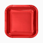 Plato Llano Cuadrado Cartón Metalizado 23 x 23 cm Rojo (300 uds)