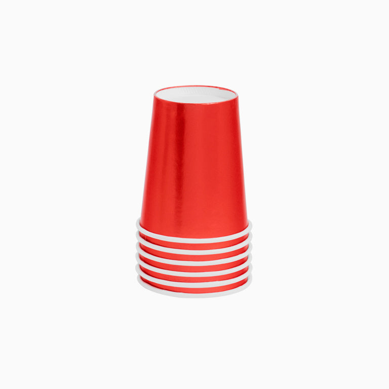 Vaso Cartón Metalizado 270 cc Rojo (6 uds)