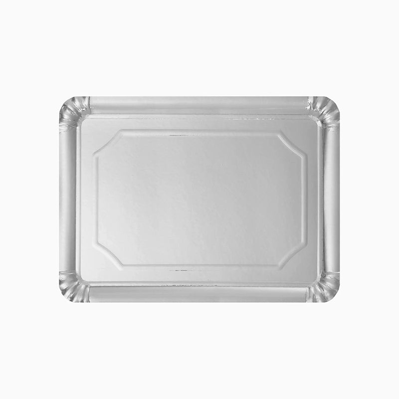 Bandeja Rectangular Cartón Metalizada 25 x 34 cm Plata (1 ud)