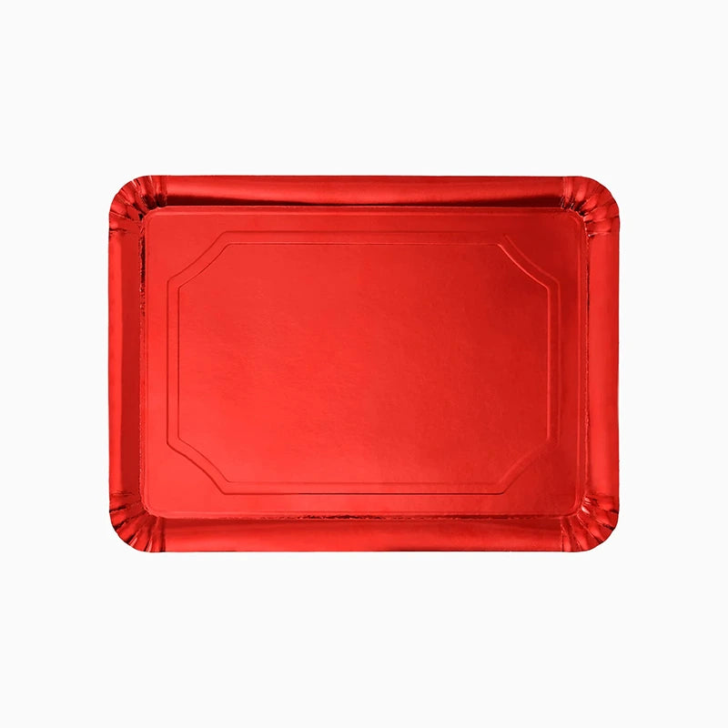 Bandeja Rectangular Cartón Metalizada 25 x 34 cm Rojo (1 ud)
