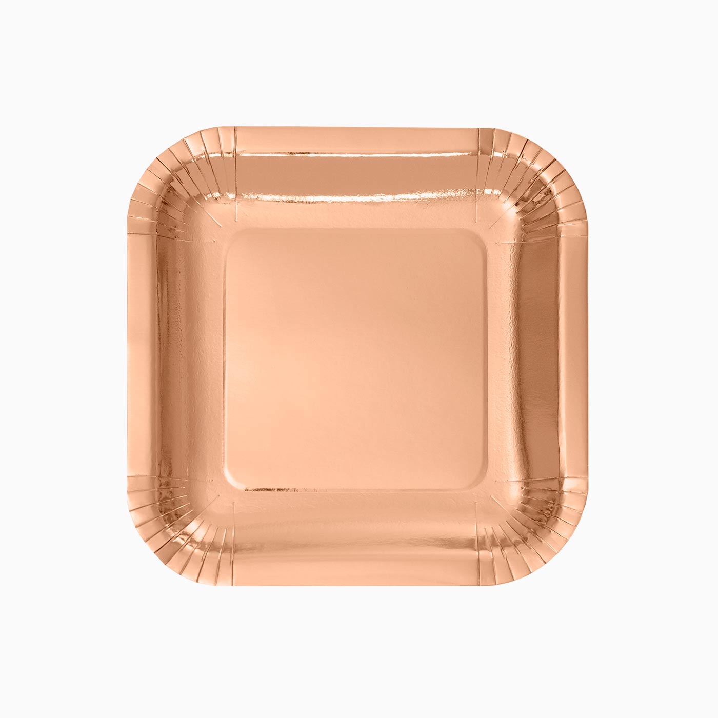 Plato Llano Cuadrado Postre Cartón Metalizado 18 x 18 cm Oro Rosa (300 uds)