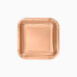 Plato Llano Cuadrado Cartón Metalizado 20 x 20 cm Oro Rosa (10 uds)