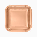 Plato Llano Cuadrado Cartón Metalizado 20 x 20 cm Oro Rosa (300 uds)