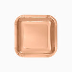 Plato Llano Cuadrado Cartón Metalizado 23 x 23 cm Oro Rosa (10 uds)