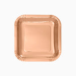 Plato Llano Cuadrado Cartón Metalizado 26 x 26 cm Oro Rosa (4 uds)